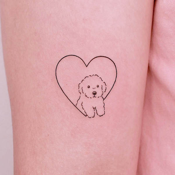 Simple heart and dog tattoo by @tattooer_jina