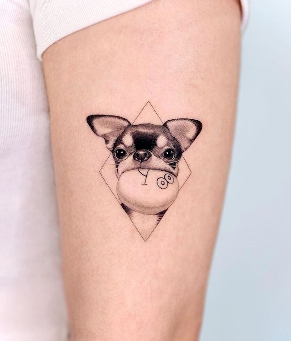 Super cute chihuahua tattoo by @zeal_tattoo