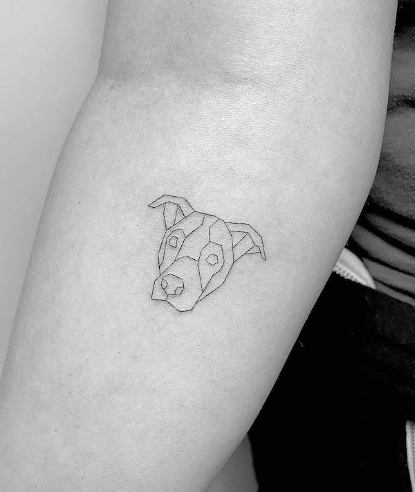 Minimalist single-needle dog tattoo by @winterstone