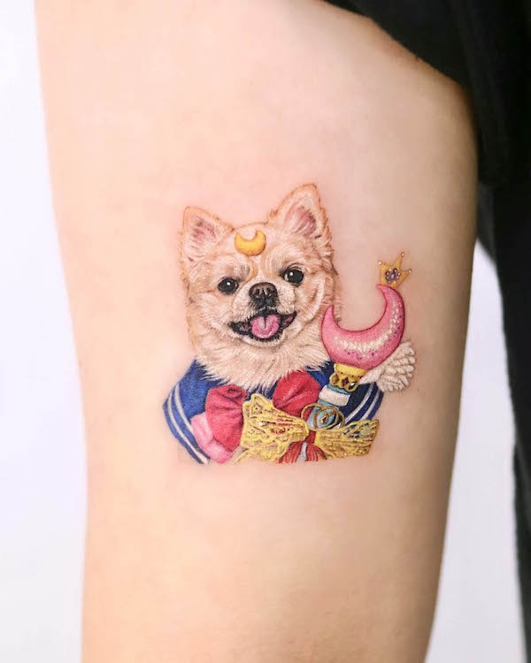 Sailor moon dog tattoo by @nemo.tattoo