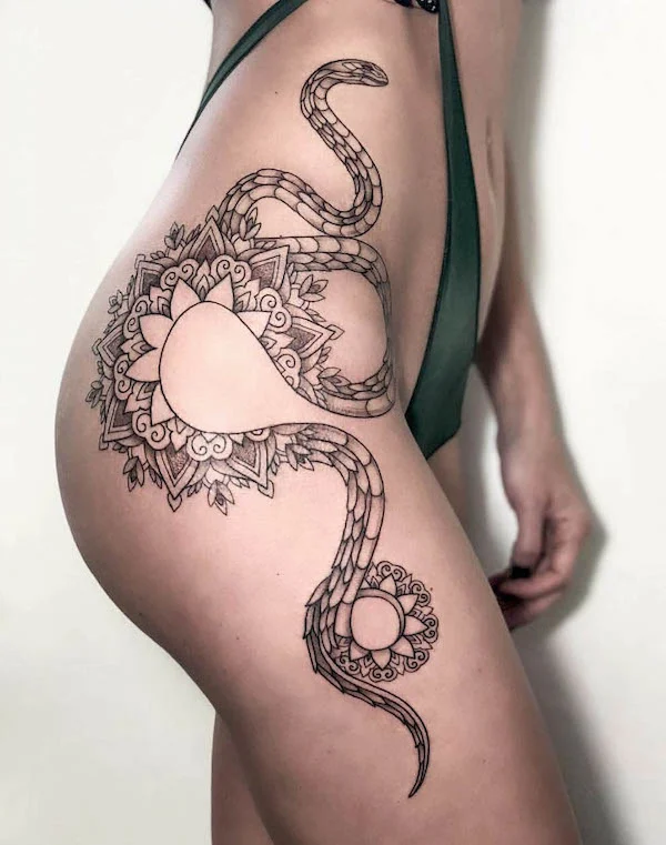 Snake mandala tattoo by @thinkbeforeuink