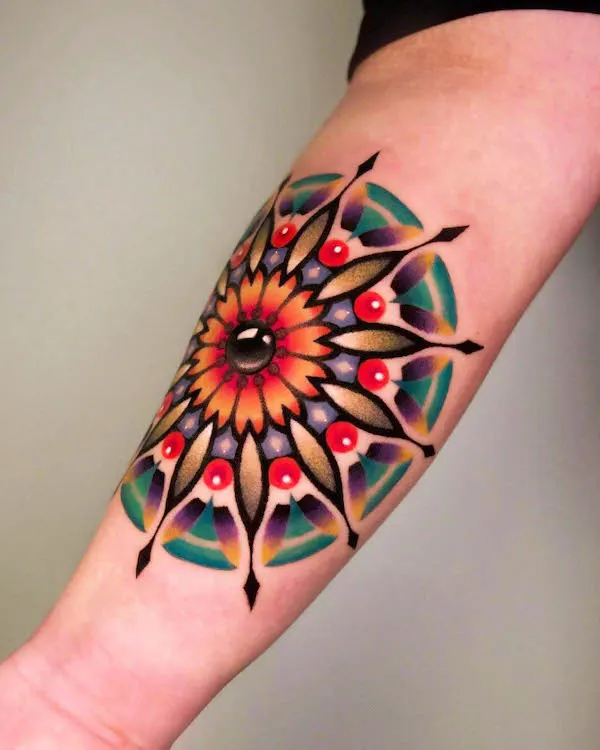 Color mandala tattoo by @micotattoo