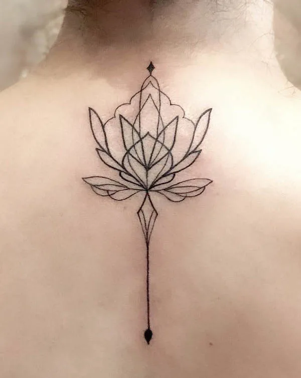 Geometric lotus tattoo by @krutiandrade