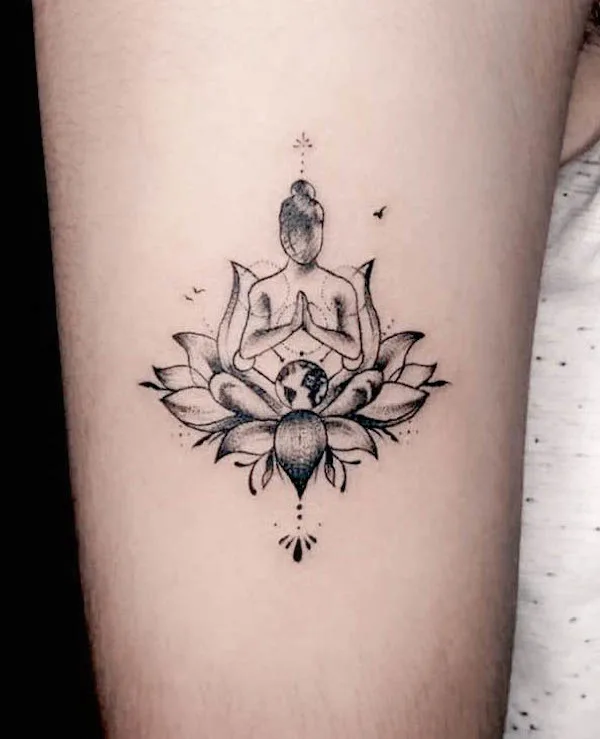 Buddha and lotus tattoo by @exoticink.tattoostudio