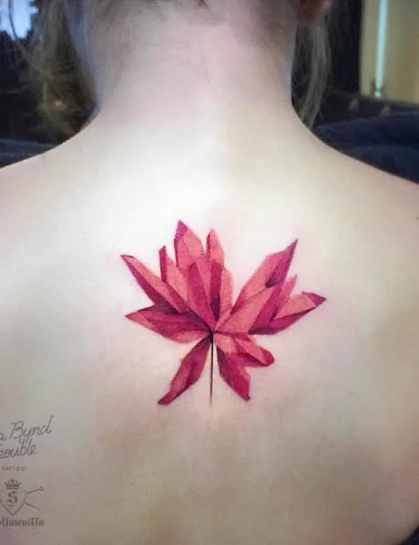 Geometric lotus tattoo by @sarabirdtattoo