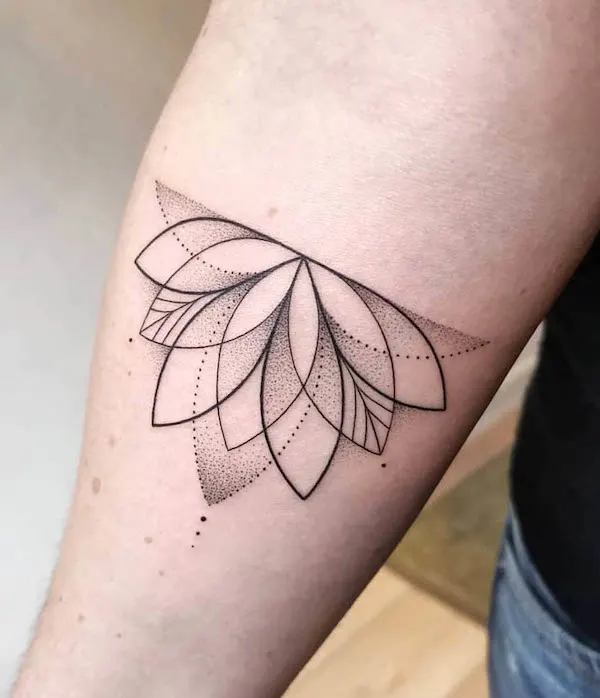 Geometric lotus tattoo by @irene_illusia