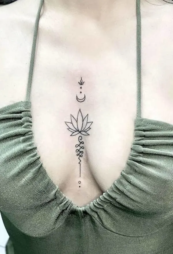 Unalome lotus tattoo by @berkantt.g