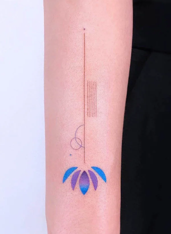 Geometric lotus tattoo by @ida.minimal