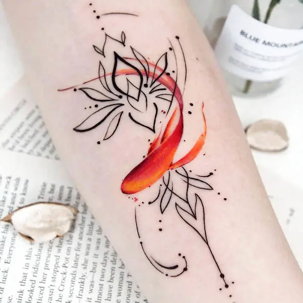 Koi fish and lotus tattoo by @tattooist_mate