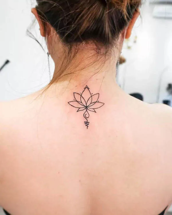 Unalome lotus tattoo by @senimemori.tattoo