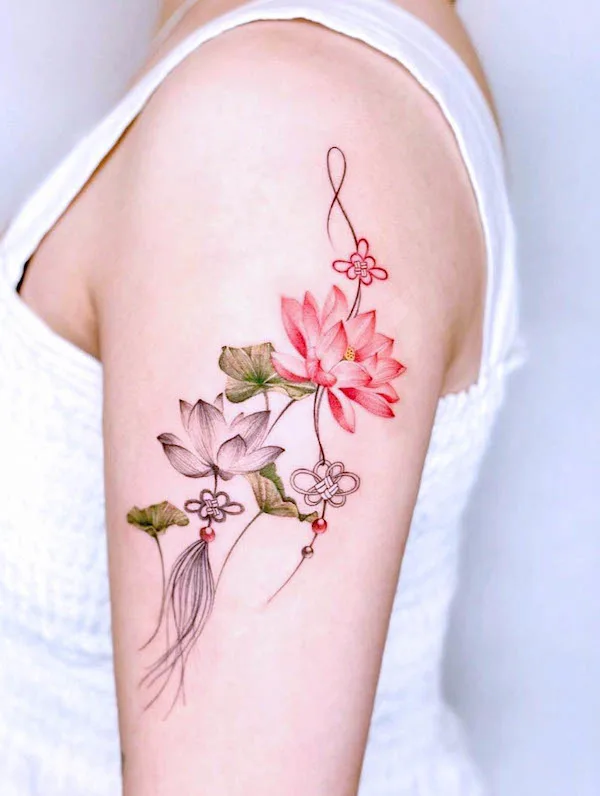 Oriental lotus tattoo by @tattooist_arun