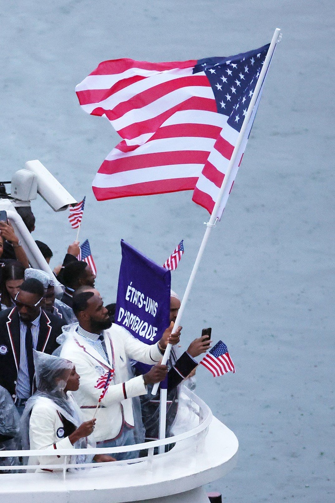 LeBron James & Coco Gauff Raise Flag on Team USA Boat At Olympics