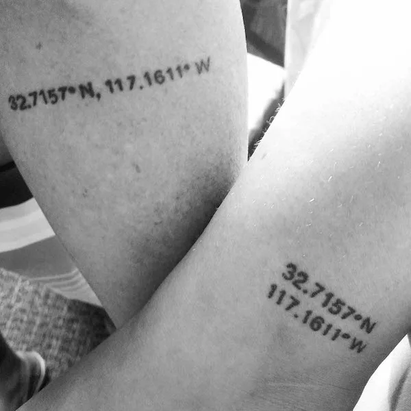 Matching coordinate tattoos by @timmay_all_in