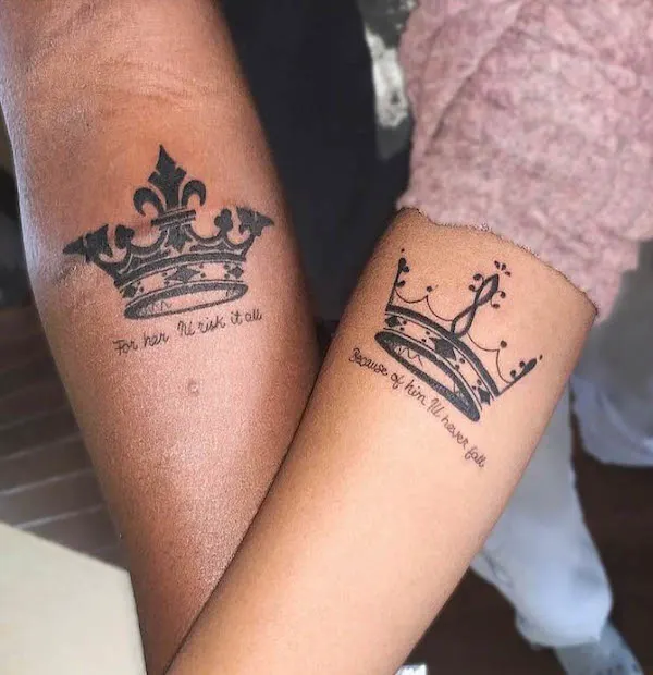 King and Queen crown tattoos fir father and daughter by @axuhl