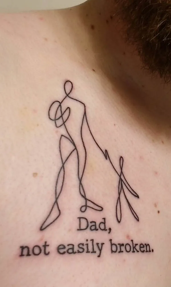 The strength of a father tattoo by @ThelittleEnginethat