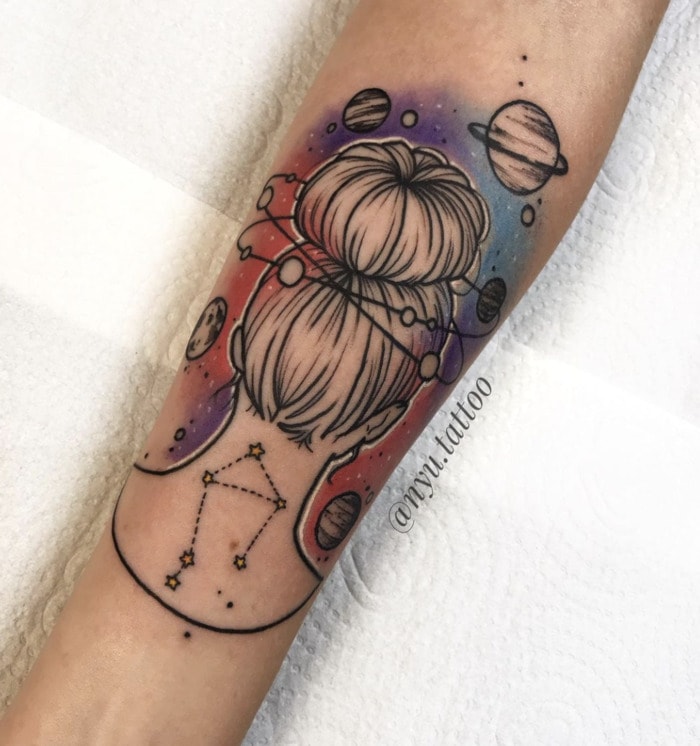 Libra Tattoo - updo watercolor