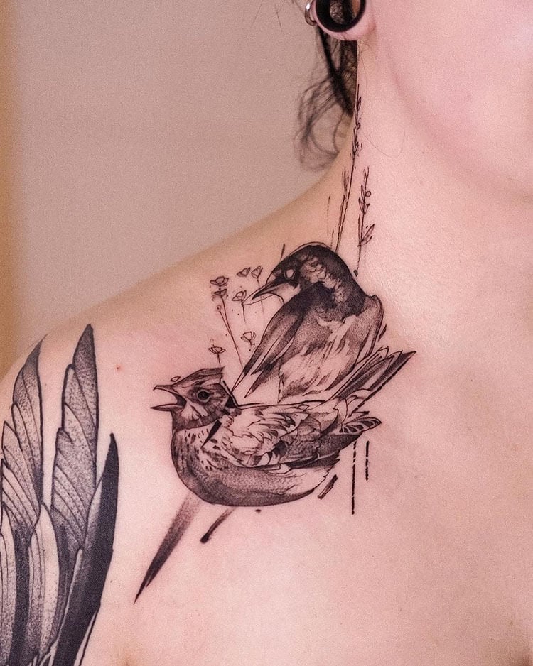 vintage swallow bird tattoo