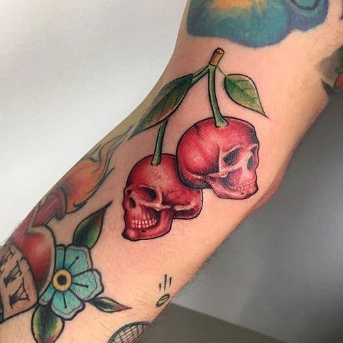 Cherry with Skull Tattoo