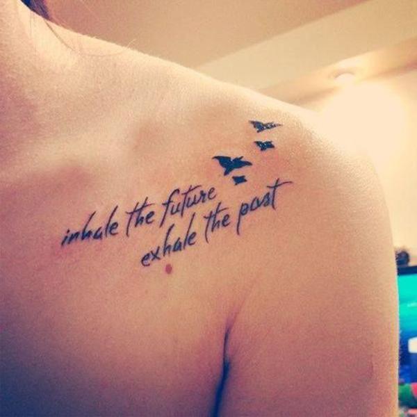 Inhale the future, exhale the past clavicle tattoo