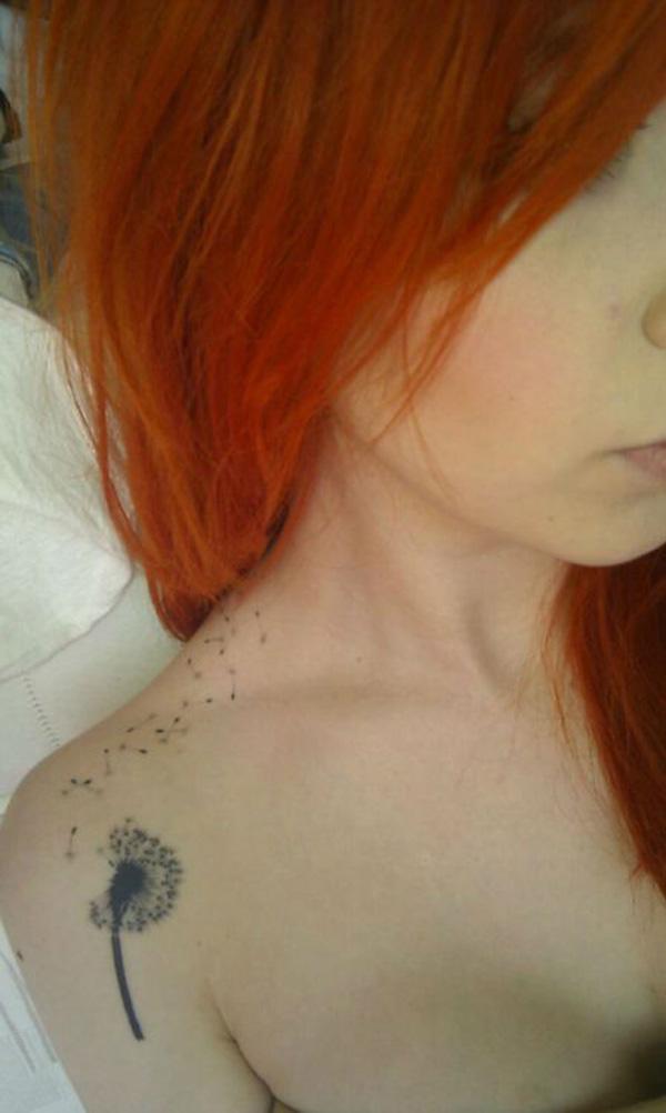 dandelion clavicle tattoo