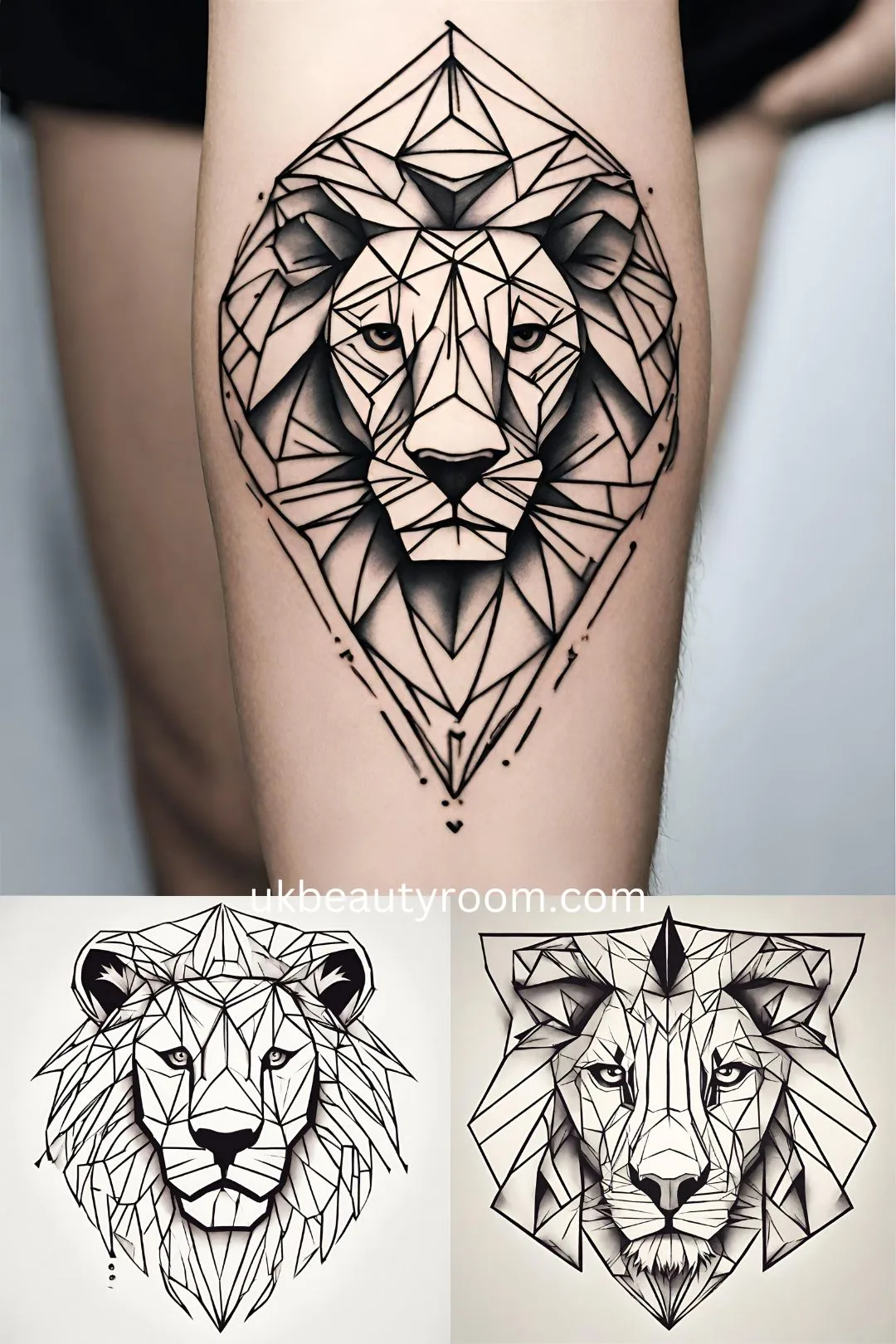 geometric tattoo designs with a lion