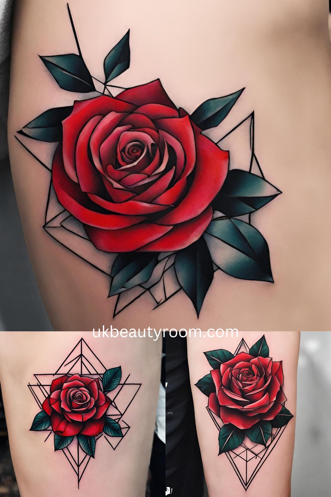 geometric tattoo designs with a rose