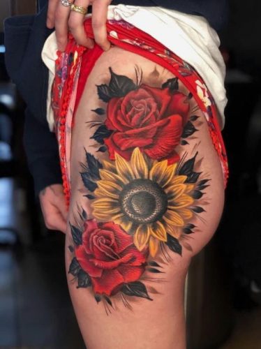 Explore 17 Enchanting Sunflower &#038; Rose Tattoo Ideas 2024 – Body Art Inspirations