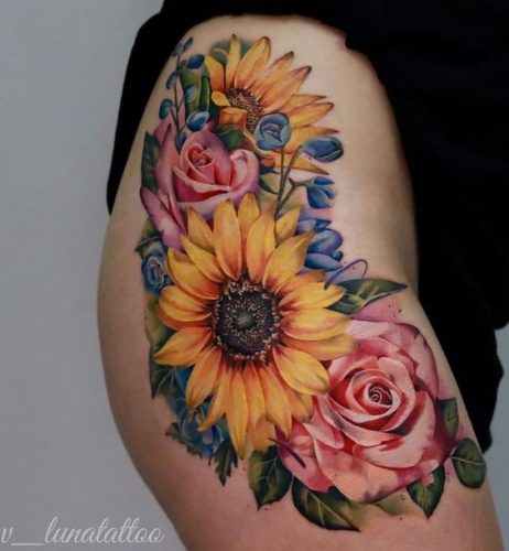 Explore 17 Enchanting Sunflower &#038; Rose Tattoo Ideas 2024 – Body Art Inspirations