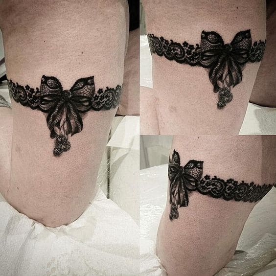 Bow Wraparound Tattoos On Thigh 2