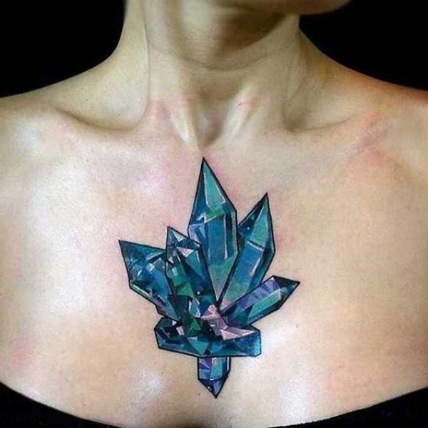 Crystal sternum tattoo