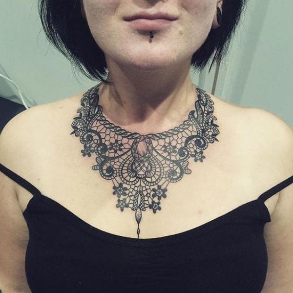 Lace neck lace tattoo