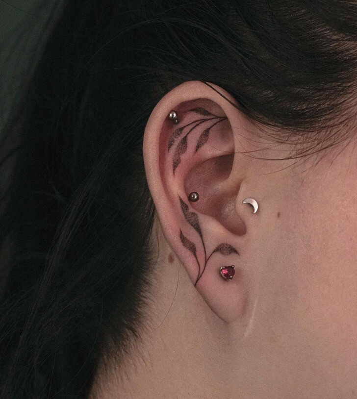 Vine Ear Tattoo