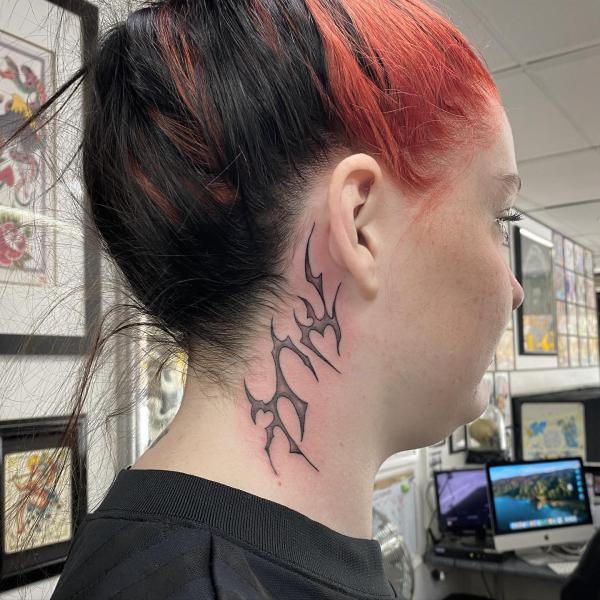 cyber sigilism neck tattoo