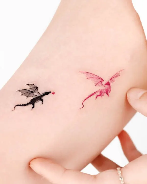 Black and red dragon tattoos by @choiyun_tattoo