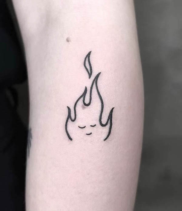 Cute fire outline tattoo by @arbtattoocanvas