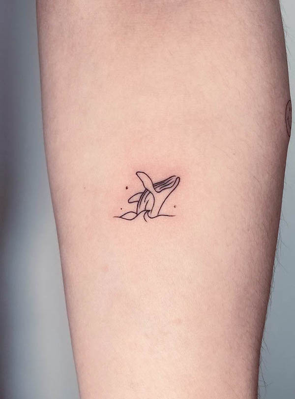 Tiny minimalist wave tattoo by @bro_tattooing