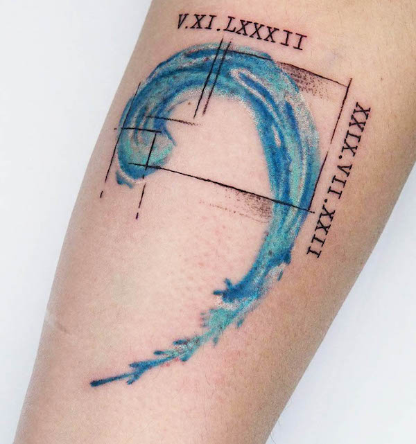 Golden ratio wave tattoo by @sonerkurak