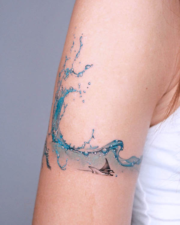 Ocean tattoo for the free-spirited by @debrartist