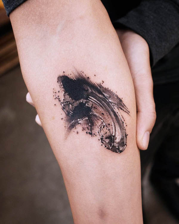 Abstract wave tattoo by @ati.ful