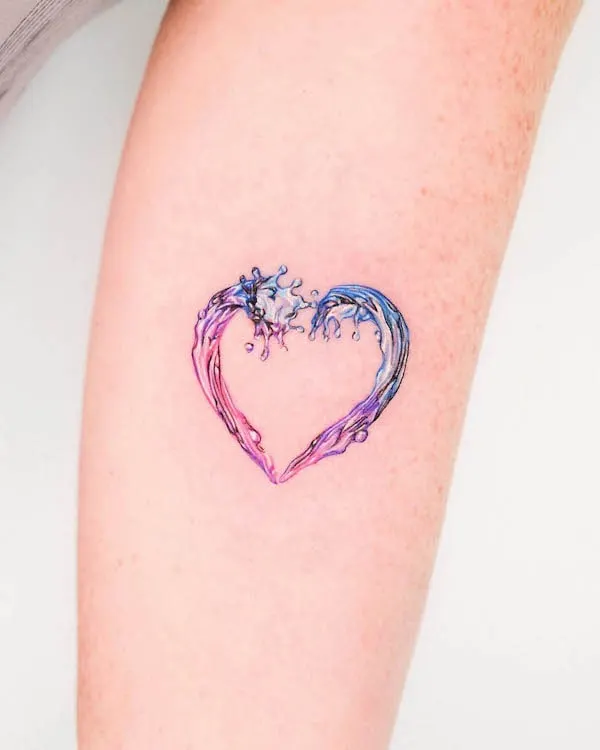 Waves of heart tattoo by @guseul_tattoo