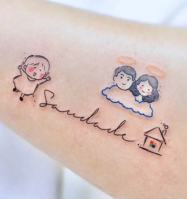 Mom dad memorial tattoo by @minie._.chan_