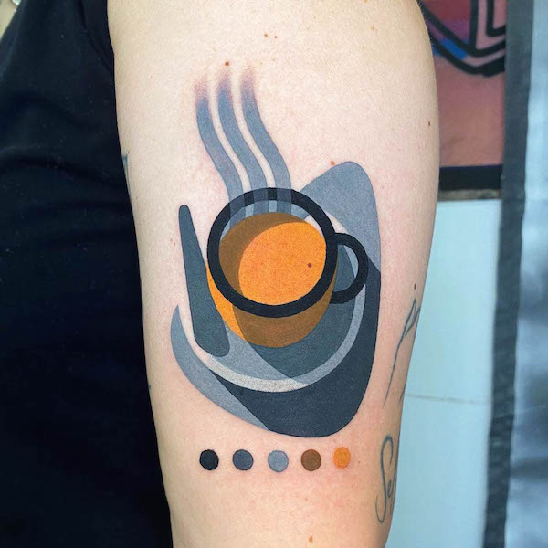 Contemporary coffee tattoo by @mambotattooer