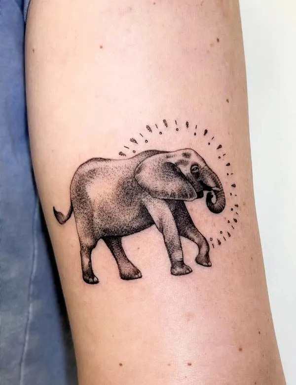 Black and grey elephant tattoo by @sammy.tattoos