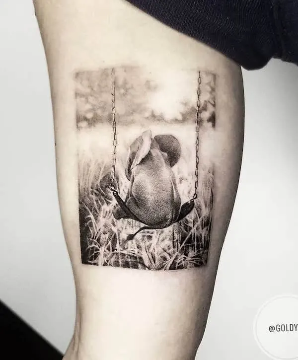 Cute baby elephant tattoo by @goldy_z