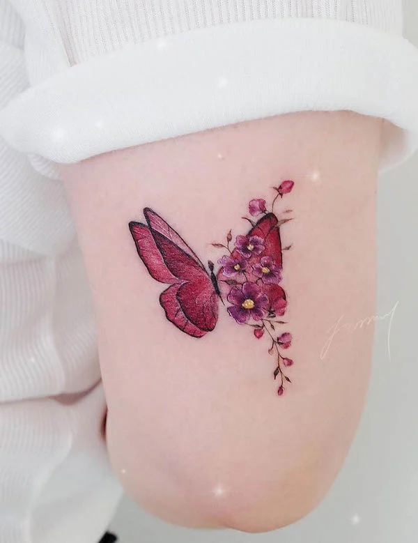 Beautiful butterfly elbow tattoo by @tattooist_jammy.j