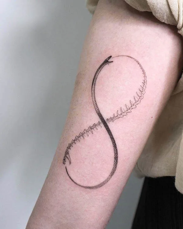 Skeleton infinity ouroboros tattoo by @choseung.tat