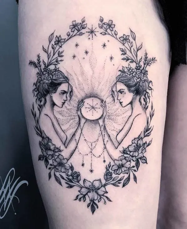 Gemini witches tattoo by @laura_rock_steady