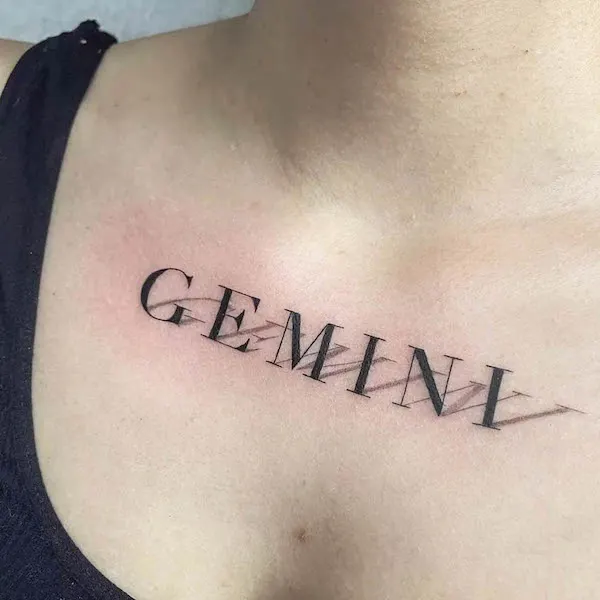 Gemini chest tattoo by @tatts.culture