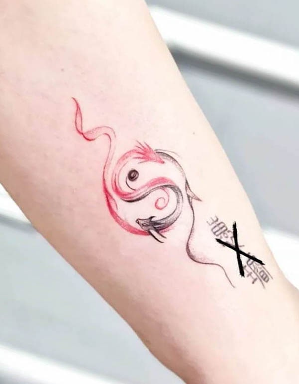 Yin and yang dragon tattoo by @namastetattoo_