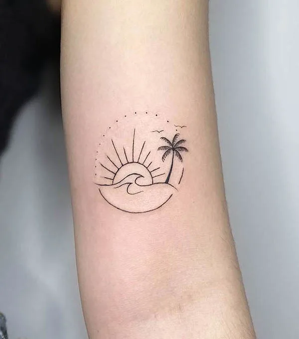 Tropical island by @ghostyletattoo